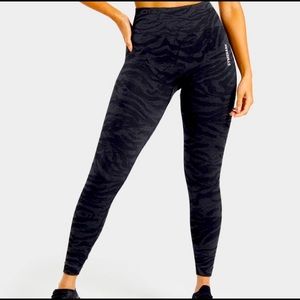 GYMSHARK adapt camo seamless leggings zebra animal print black